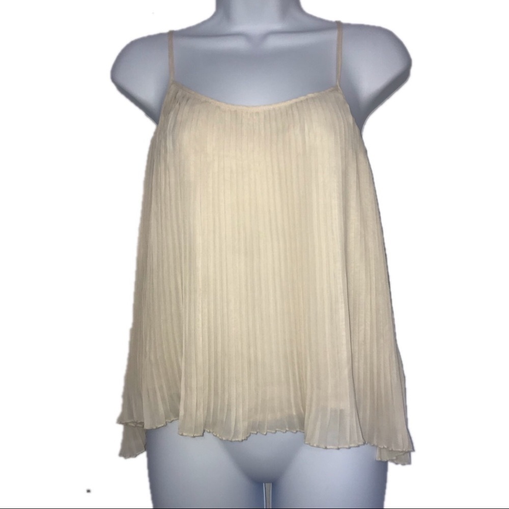 Xxi Accordian Pleated Cream Chiffon Women Top M*